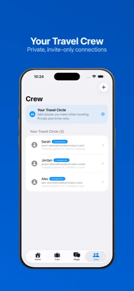 Private invite-only travel crew connections