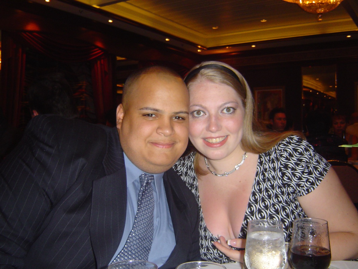 Newlyweds at formal dinner in the main dining room