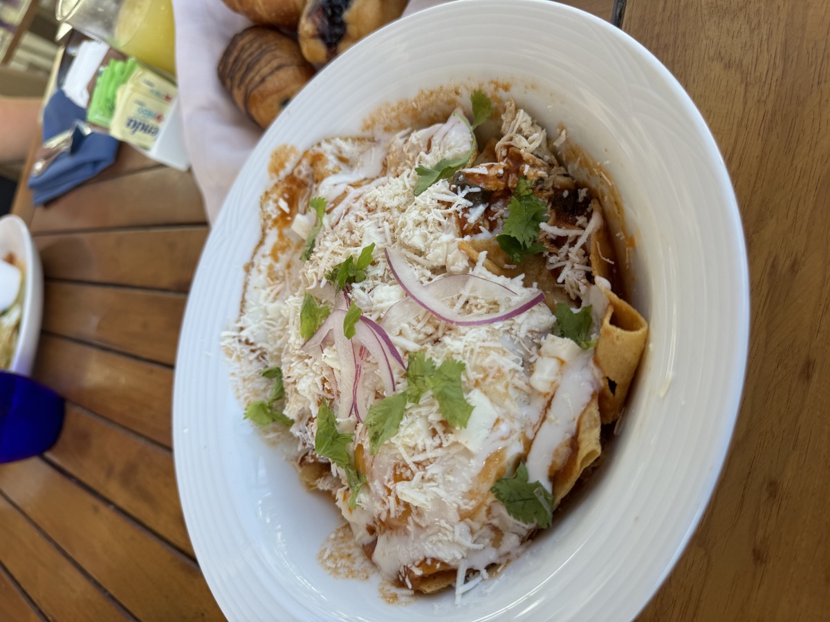 Chilaquiles plated at the resort restaurant