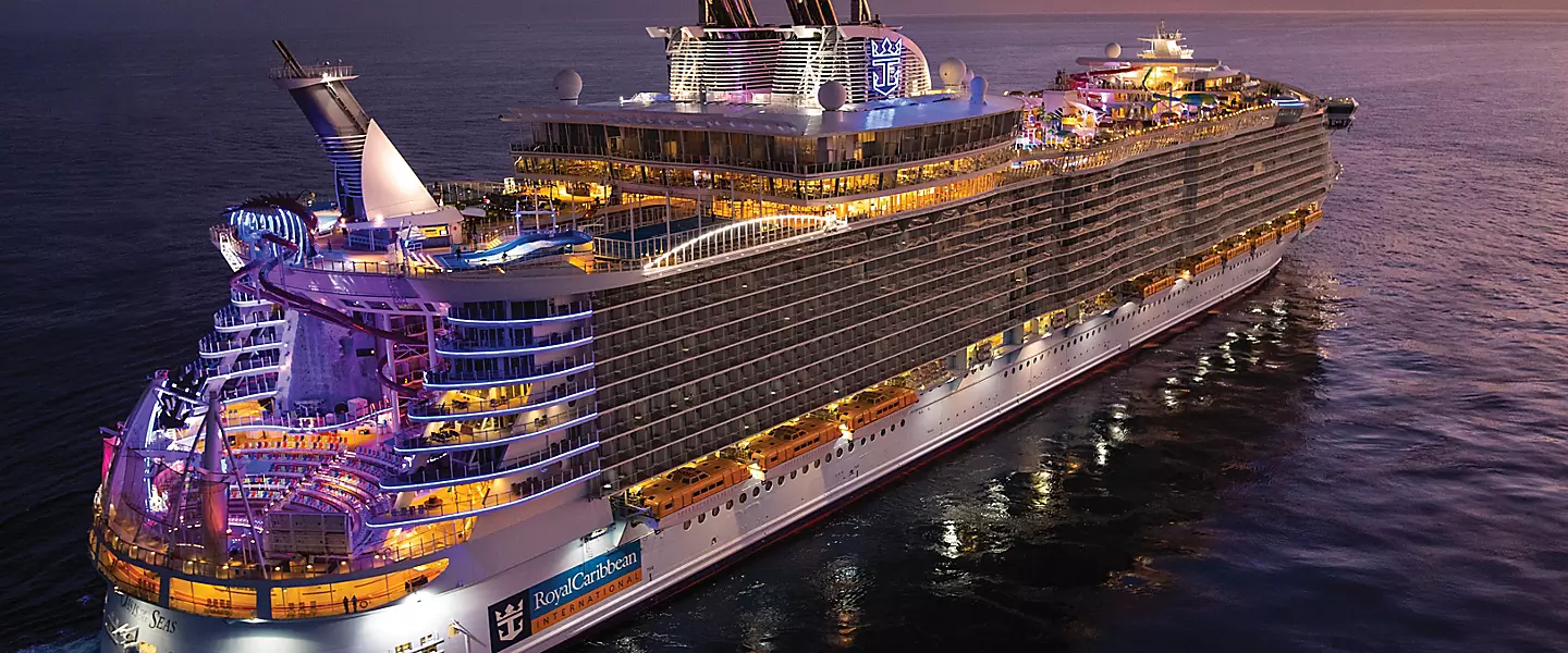 Allure of the Seas lit up at sail-away