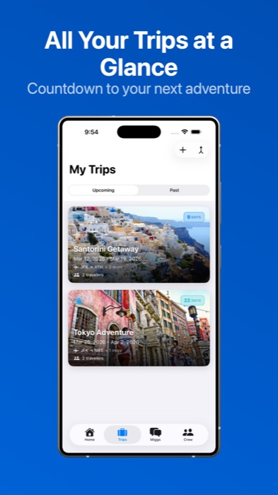 My Trips on Android with Santorini and Tokyo cards