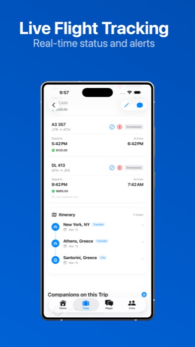 Live flight tracking on Android with multiple segments