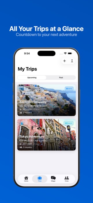 My Trips screen showing upcoming sailing