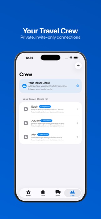 Crew screen — your travel circle